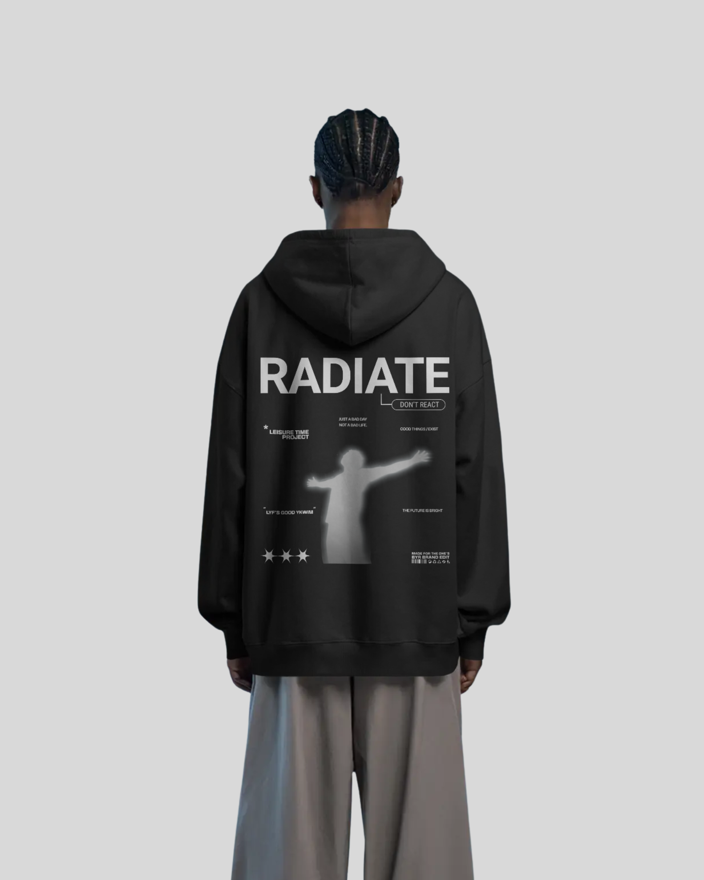 Unisex BYR Black Radiate Oversized Hoodie