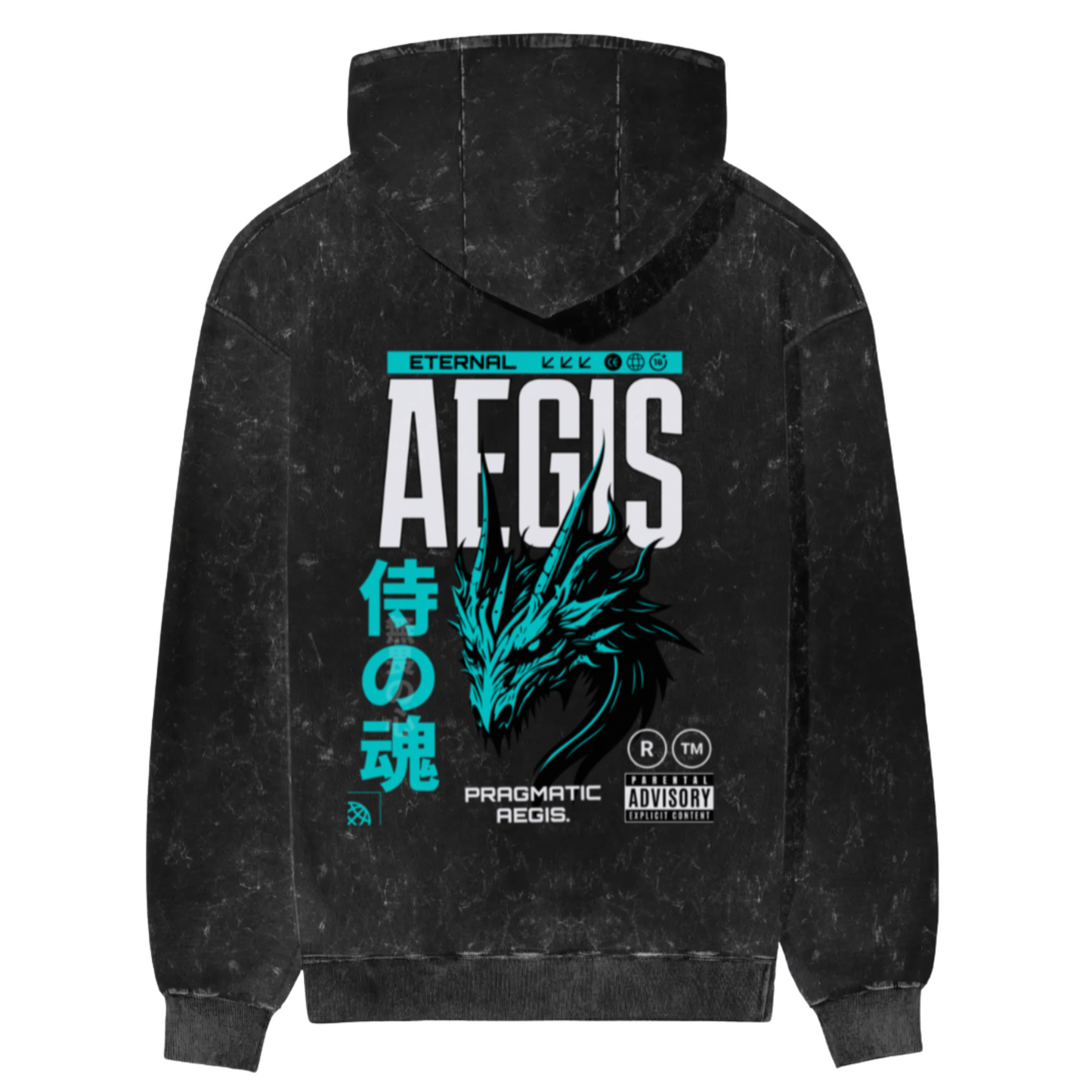 HimWear Aegis Black Acid Wash Hoodie