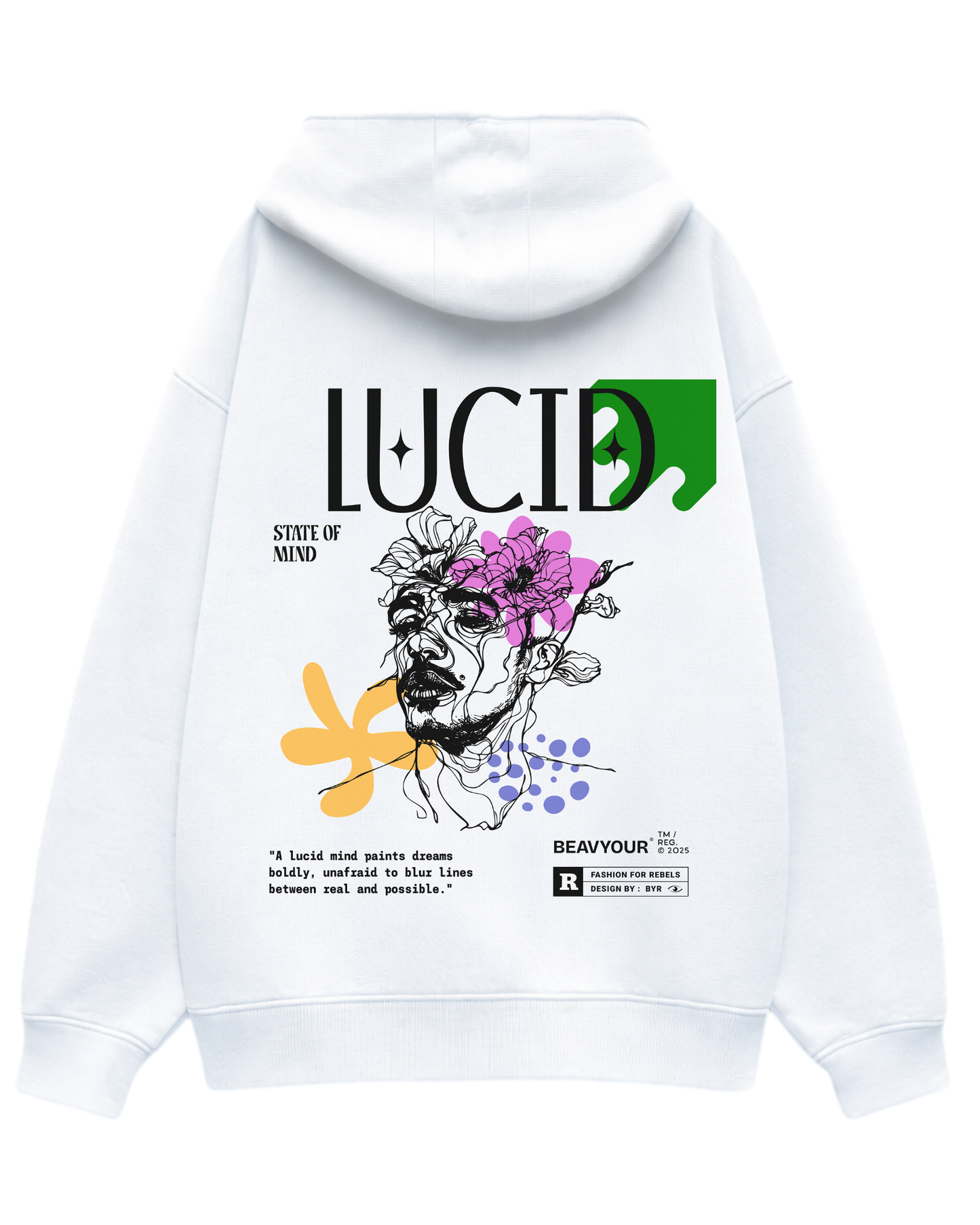 Unisex BYR White Lucid Vision Oversized Hoodie