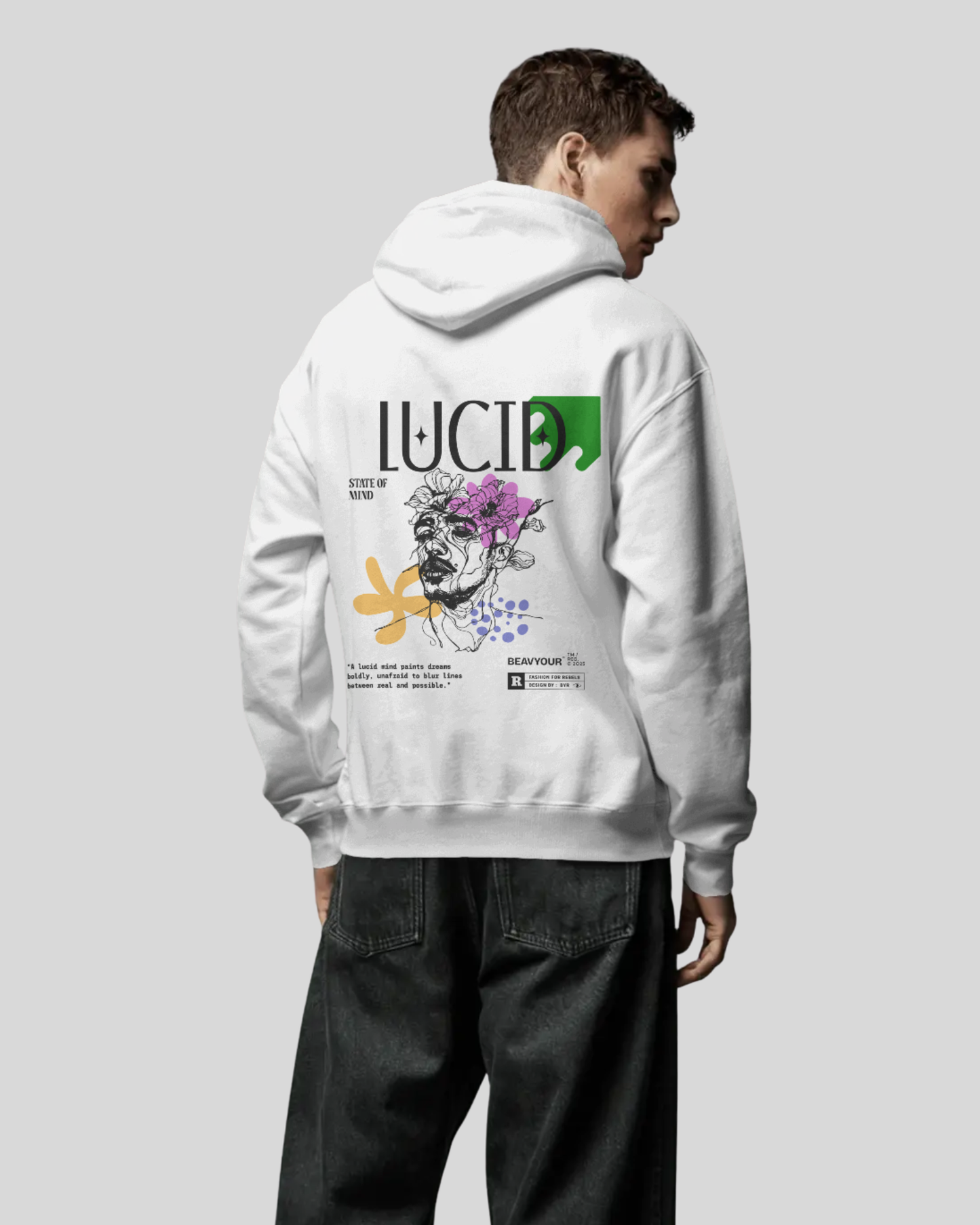 Unisex BYR White Lucid Vision Oversized Hoodie