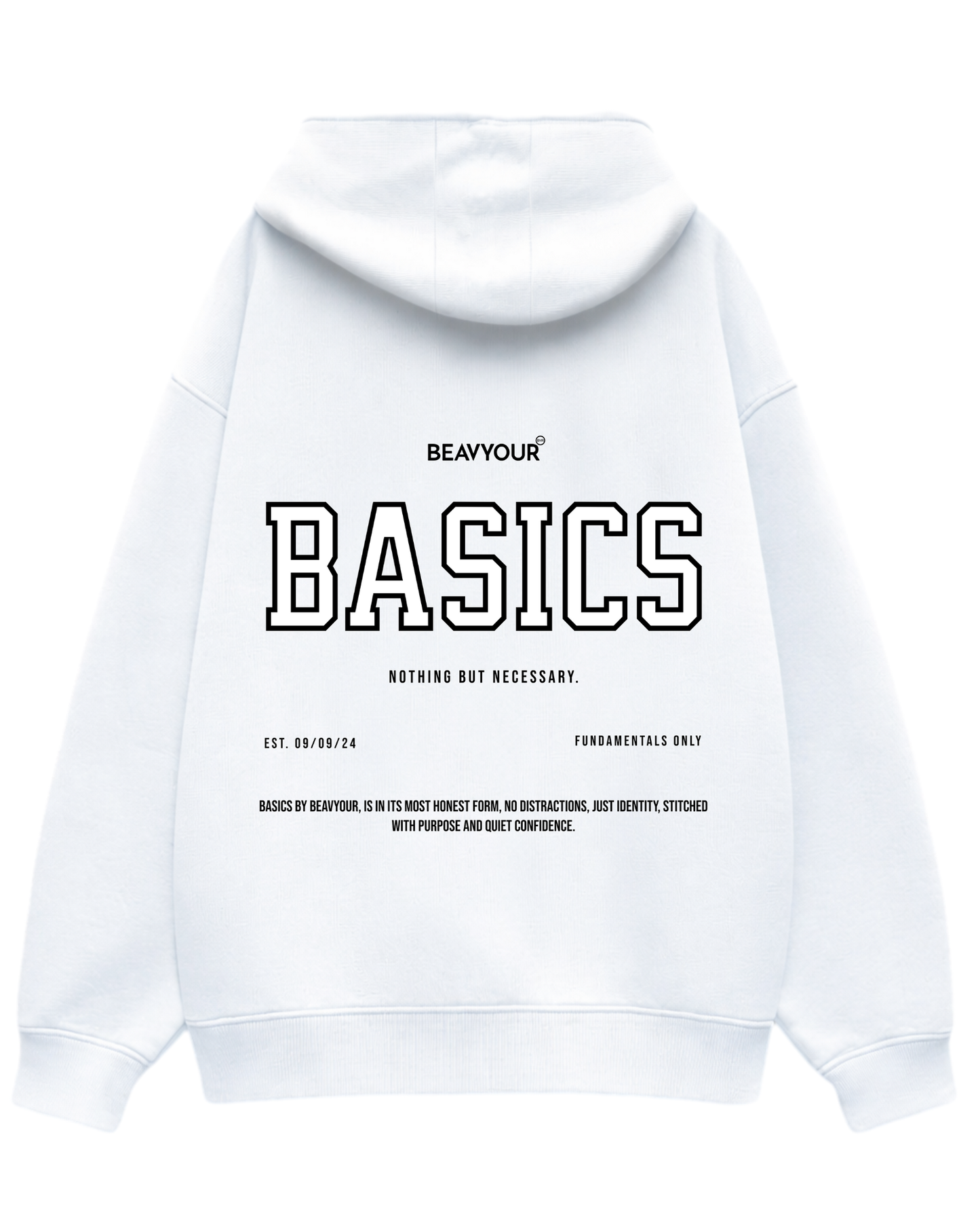 Unisex BYR White BASICS Core Oversized Hoodie