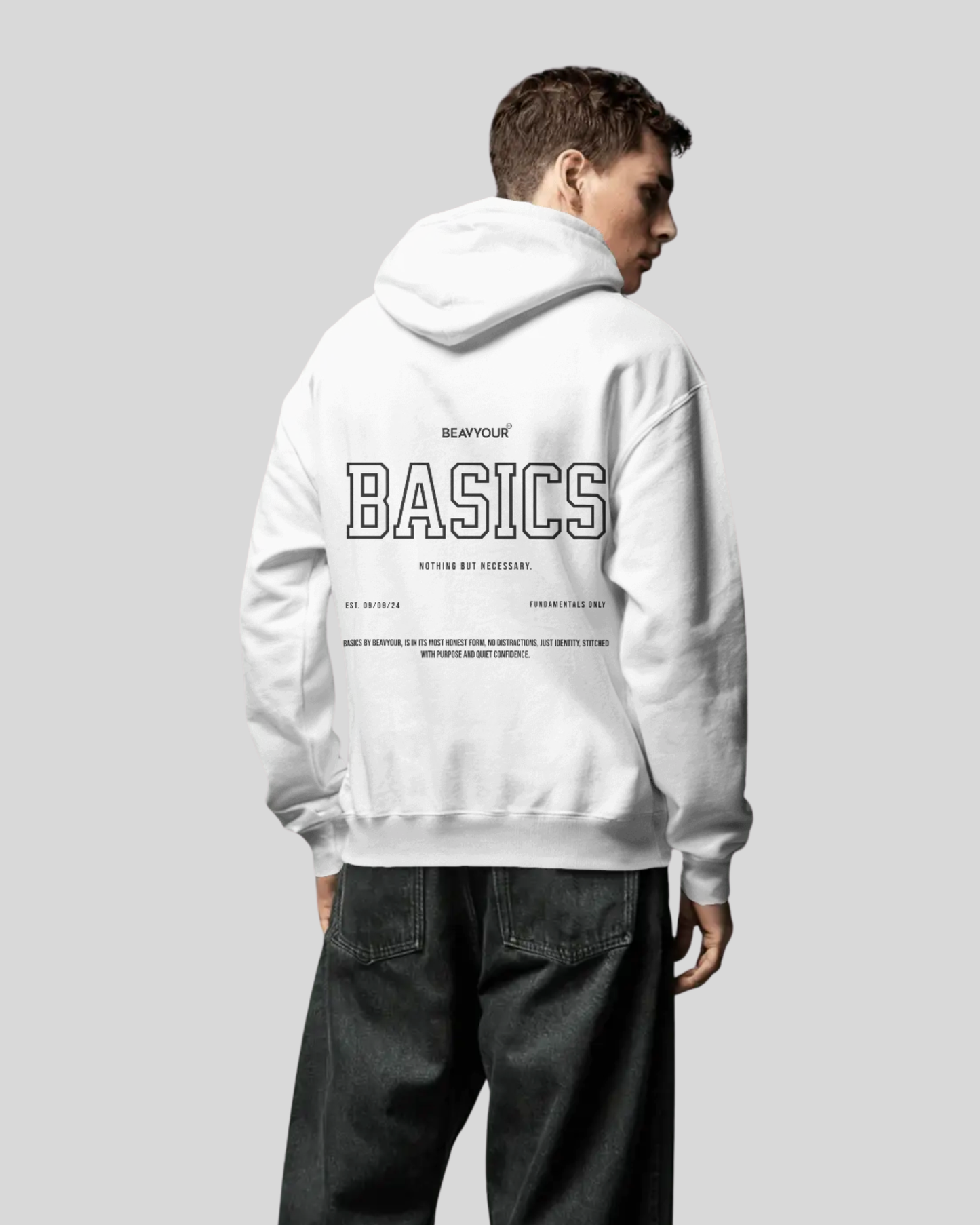 Unisex BYR White BASICS Core Oversized Hoodie